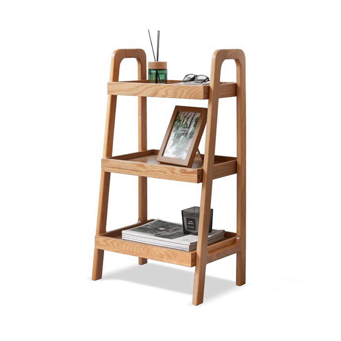 100% Solid Oak3 Tier Ladder Rack with A-Frame Structure (Natural / Walnut)
