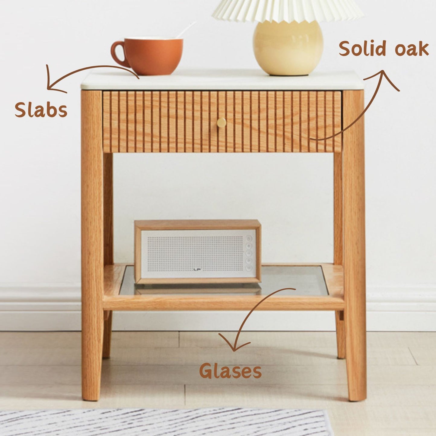 100% Solid Oak Modern Classic Side Table (Natural)