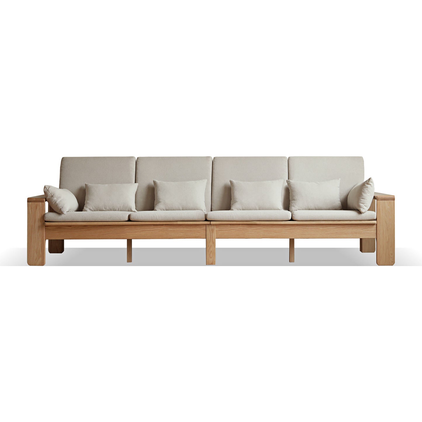 Modern Minimalist Solid Wood Sofa – Nordic Style, 4-Season Dual Use, Removable Fabric, with Oak Frame and Mortise & Tenon Joinery