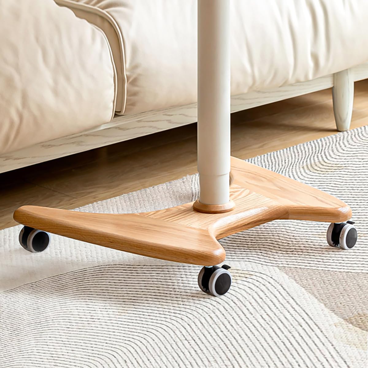 100% Solid Wood Oak Wood Lift Rolling Desk, Oak Solid Wood Laptop Desk (24.4"*19.7"*28.35-41.5")