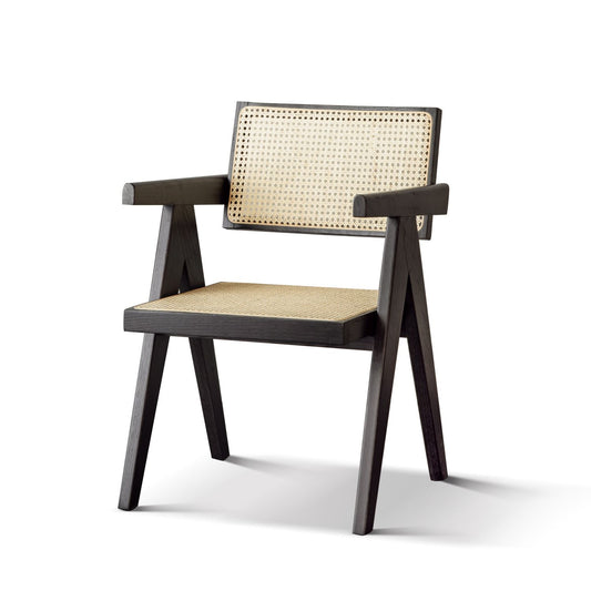 100% Solid Oak Smoked Chair Rattan Backrest (Black)