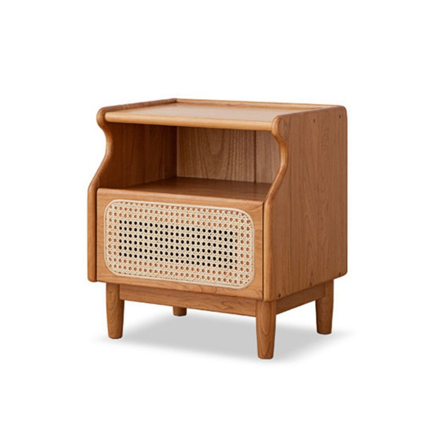 100% Solid Wood Modern Rattan Nightstand (Natural)