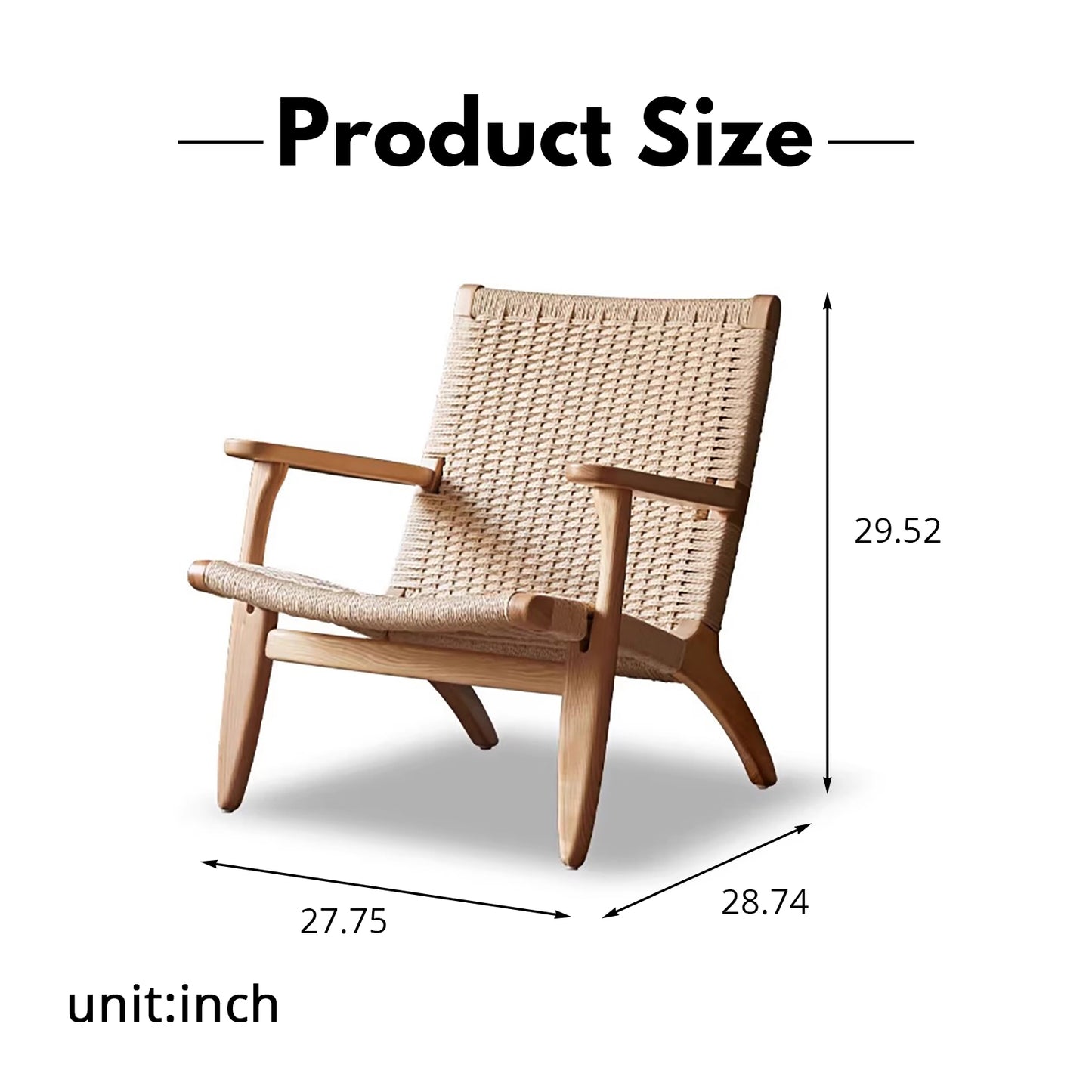 Wabi-Sabi Paper Cord Chair - Handwoven Seat with Solid Ash Wood Frame & Eco-Finish
