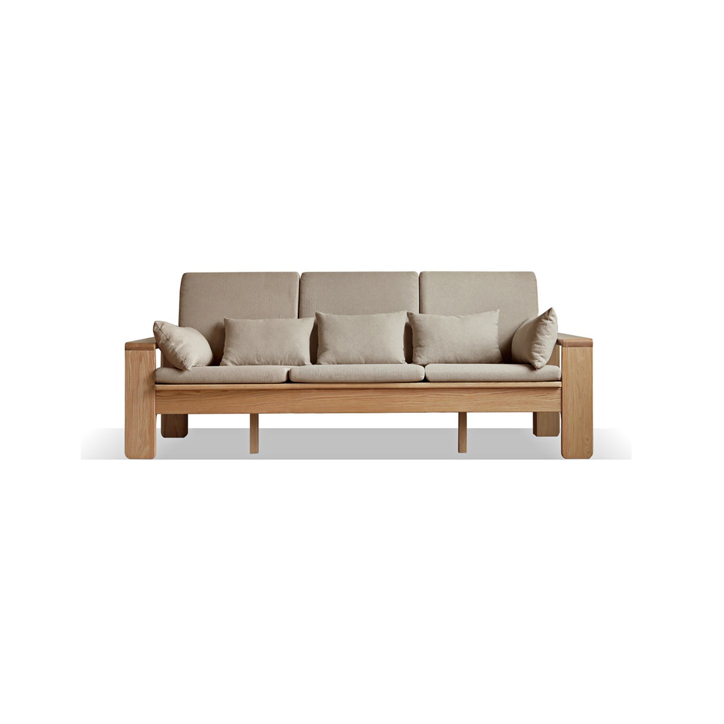 Modern Minimalist Solid Wood Sofa – Nordic Style, 4-Season Dual Use, Removable Fabric, with Oak Frame and Mortise & Tenon Joinery