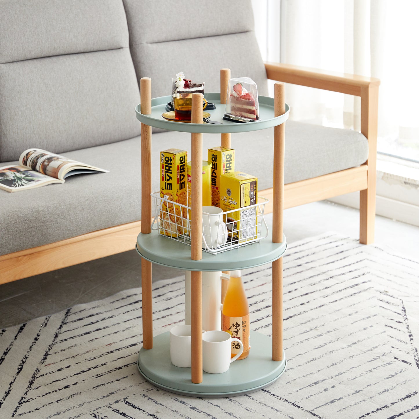 100% Solid Oak 360° Rotating Bookshelf