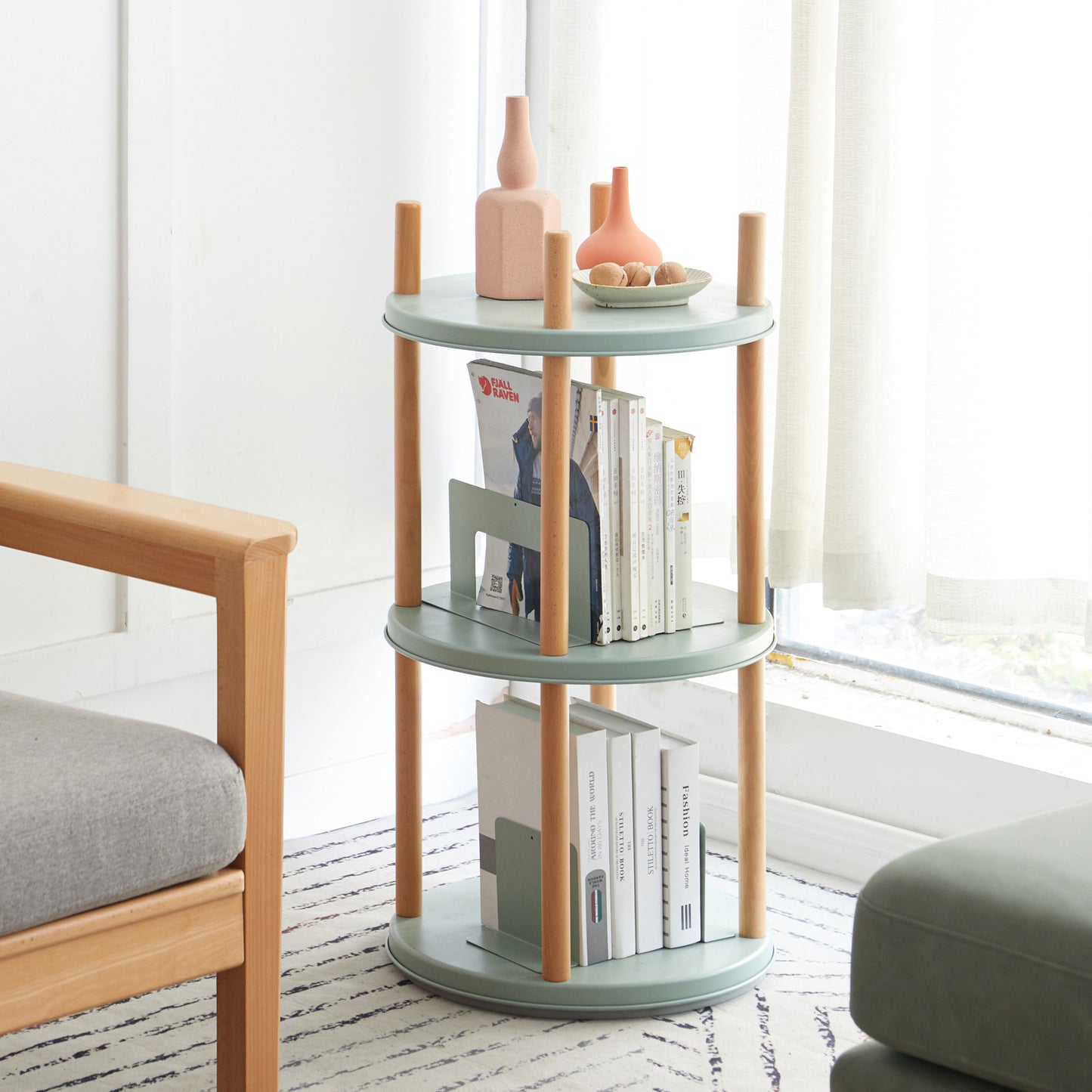 100% Solid Oak 360° Rotating Bookshelf