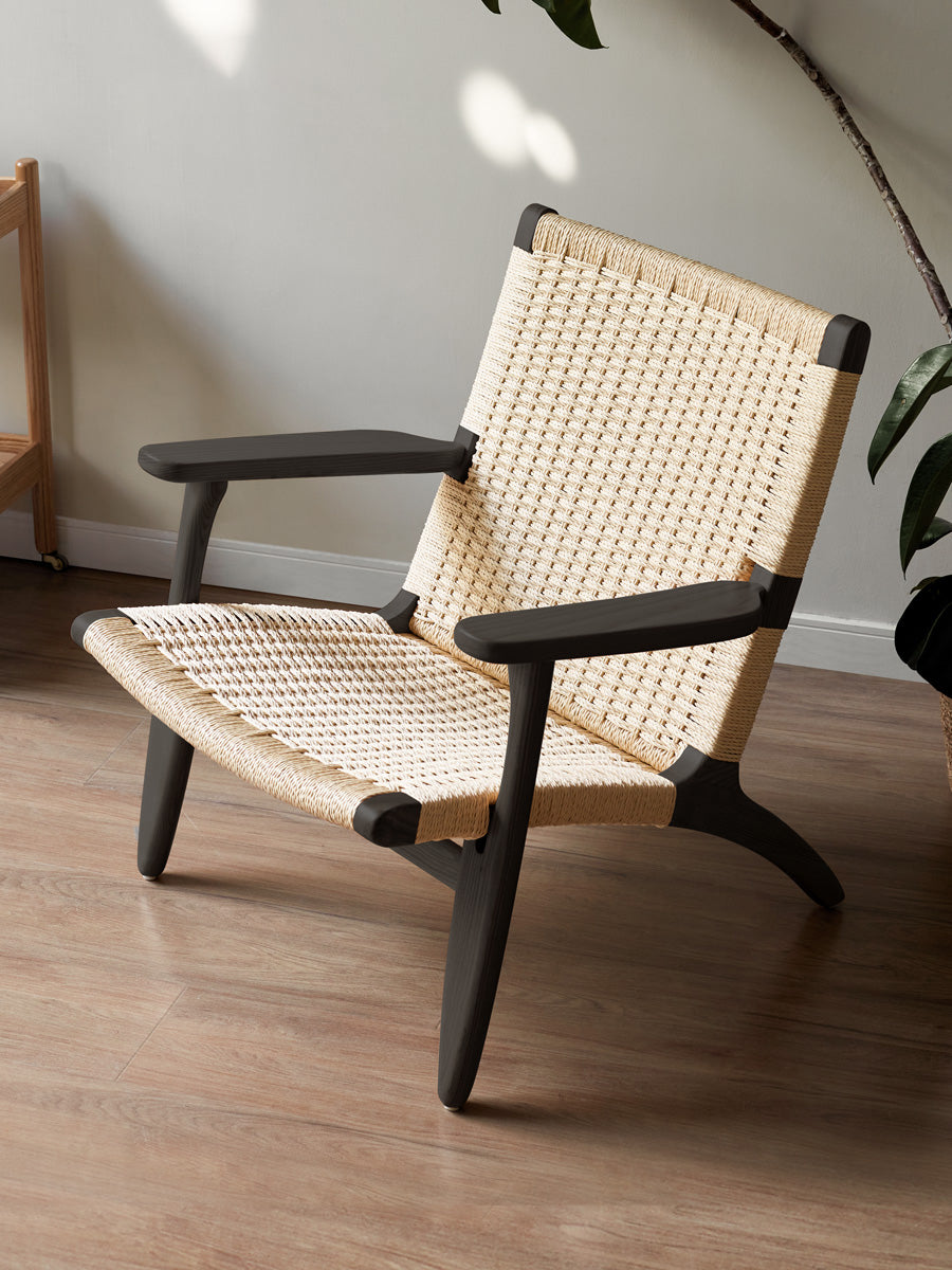 Wabi-Sabi Paper Cord Chair - Handwoven Seat with Solid Ash Wood Frame & Eco-Finish