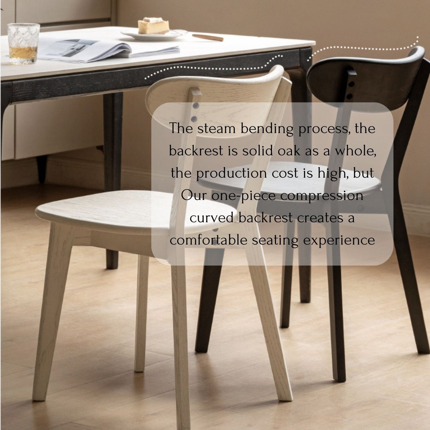 100% Solid Oak Wood Dining Chairs Backrest Chairs (Black)