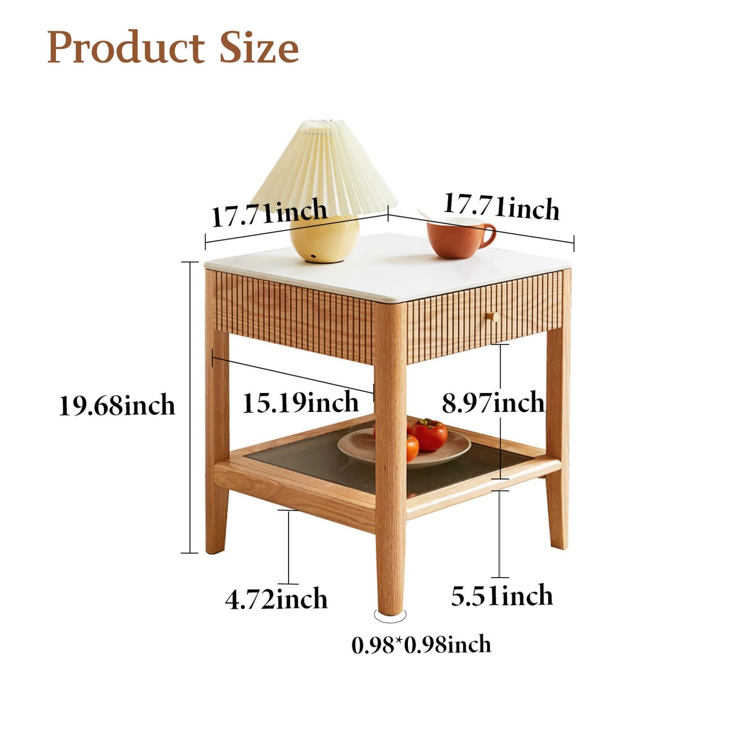 100% Solid Oak Modern Classic Side Table (Natural)