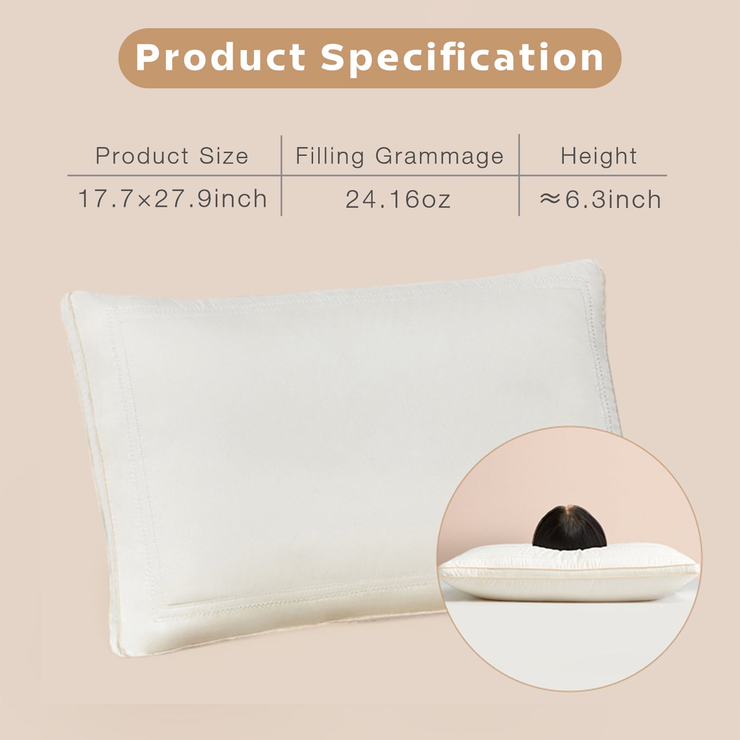 High-Quality Silk Pillow Insert for Single Use - Soft, Breathable, and Comfortable, 80S Cotton Satin Fabric with Double Layer Filling