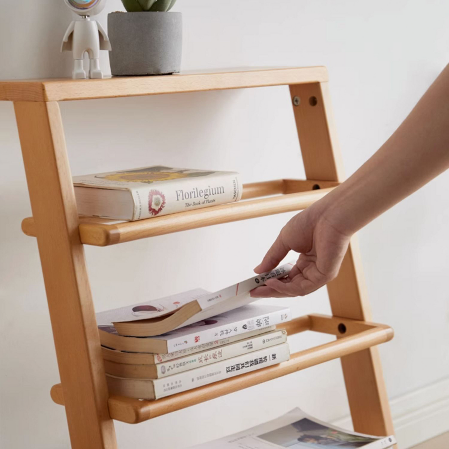 100% Solid Wood Ladder Shape Shoe Rack (Natural)