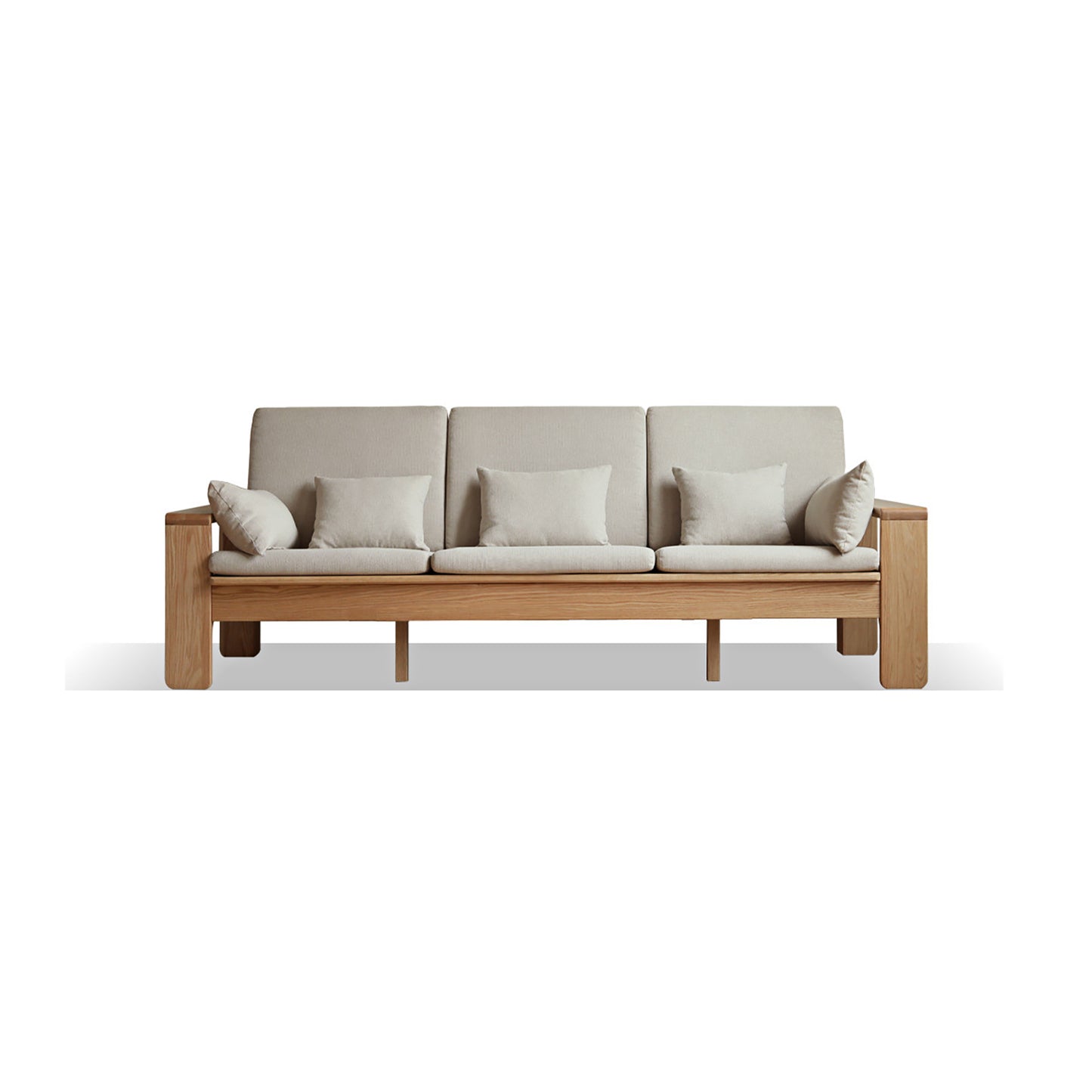 Modern Minimalist Solid Wood Sofa – Nordic Style, 4-Season Dual Use, Removable Fabric, with Oak Frame and Mortise & Tenon Joinery