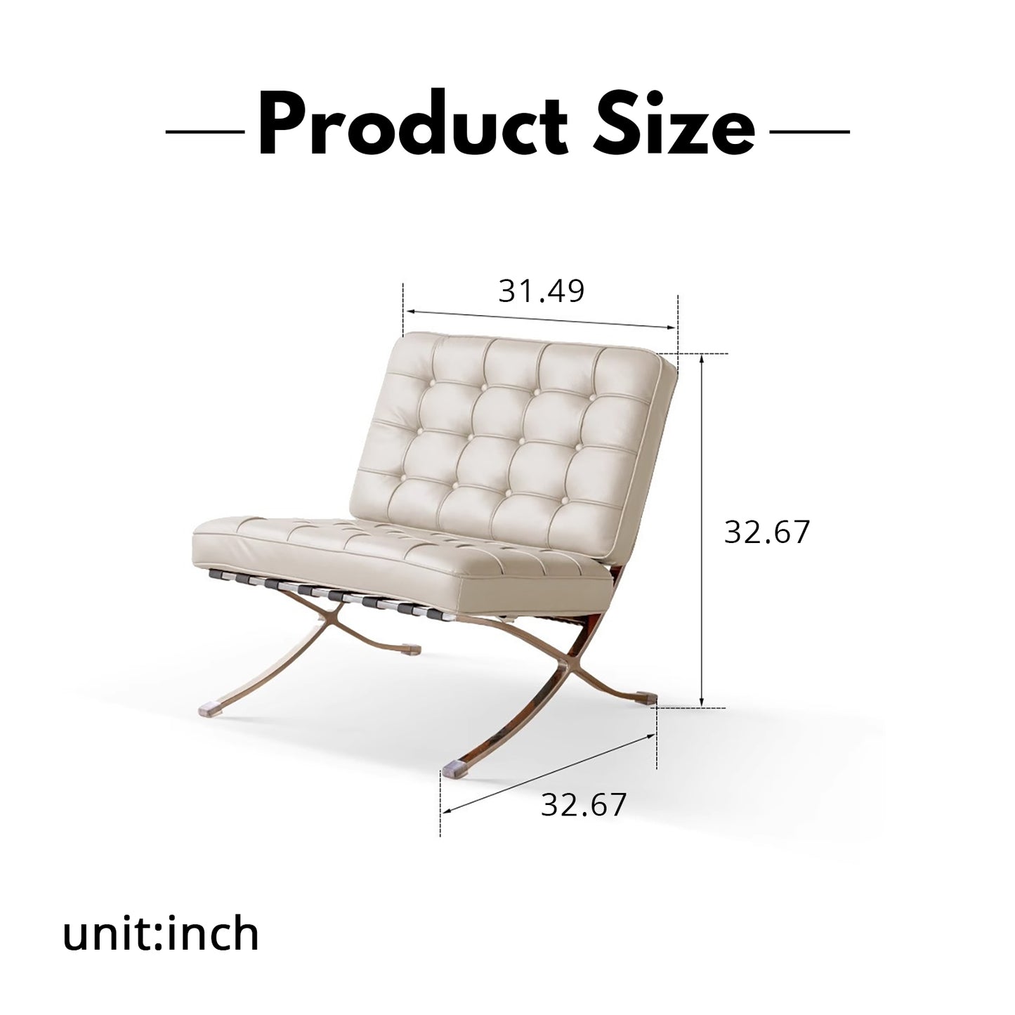 Barcelona-Style Leather Lounge Chair - Bauhaus-Inspired Design with Full-Grain Hide & Steel Frame