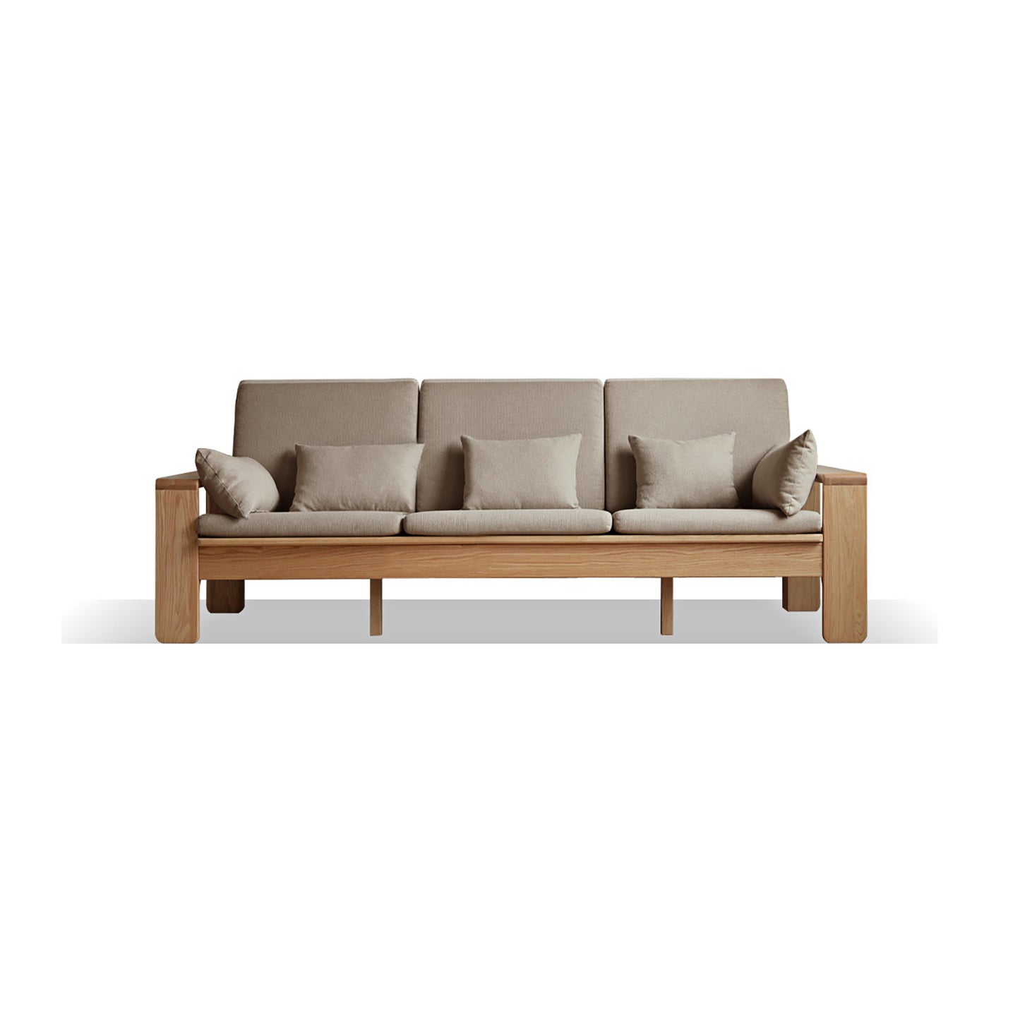 Modern Minimalist Solid Wood Sofa – Nordic Style, 4-Season Dual Use, Removable Fabric, with Oak Frame and Mortise & Tenon Joinery
