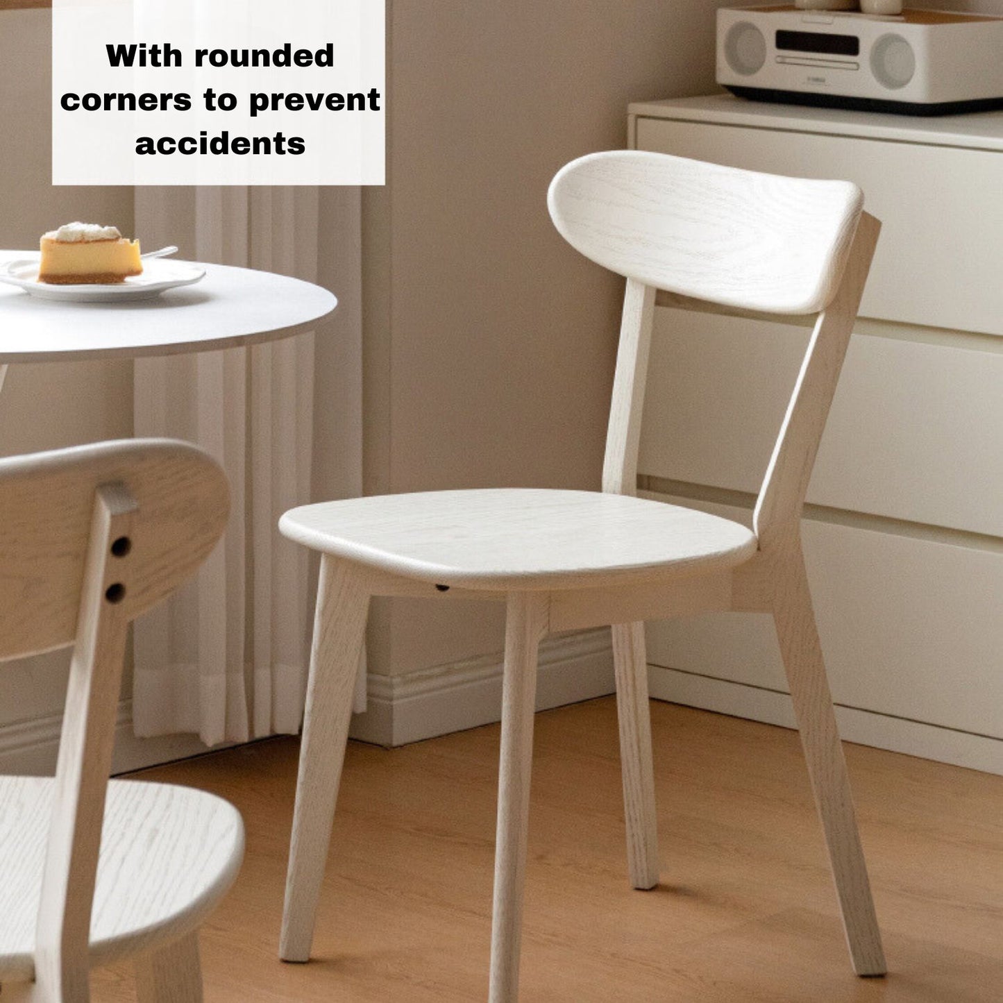 100% Solid Oak Wood Dining Chairs Backrest Chairs (Black)