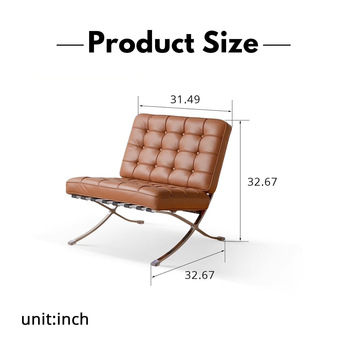 Barcelona-Style Leather Lounge Chair - Bauhaus-Inspired Design with Full-Grain Hide & Steel Frame