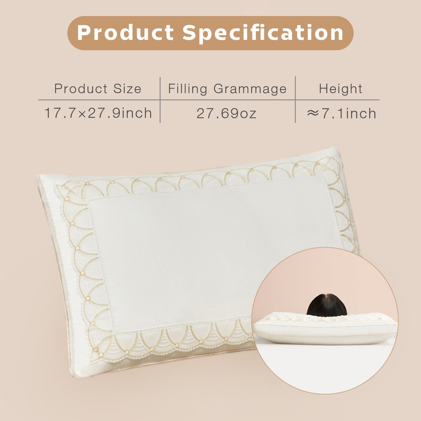 High-Quality Silk Pillow Insert for Single Use - Soft, Breathable, and Comfortable, 80S Cotton Satin Fabric with Double Layer Filling