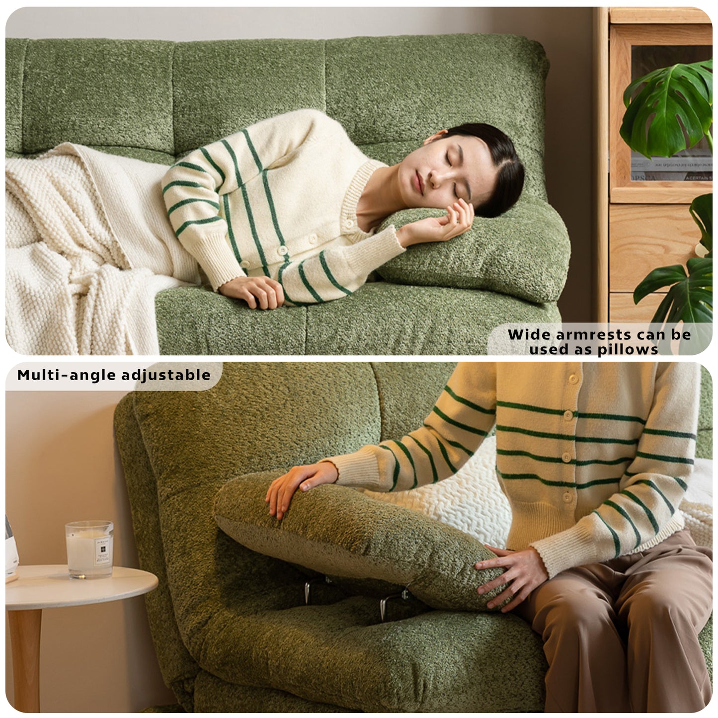 Convertible Fabric Sofa Bed - Space-Saving Foldable Design for Small Spaces