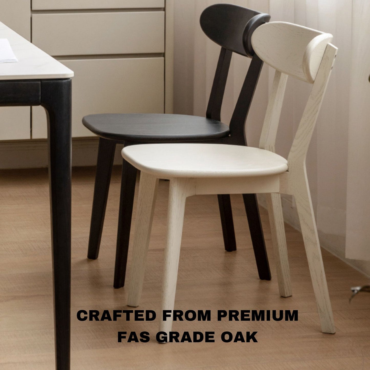 100% Solid Oak Wood Dining Chairs Backrest Chairs (Black)