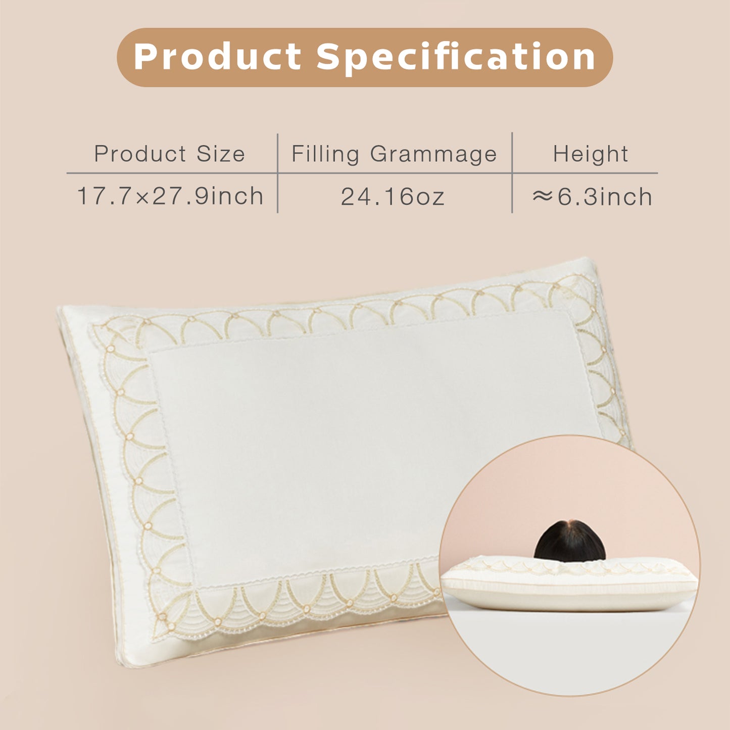 High-Quality Silk Pillow Insert for Single Use - Soft, Breathable, and Comfortable, 80S Cotton Satin Fabric with Double Layer Filling