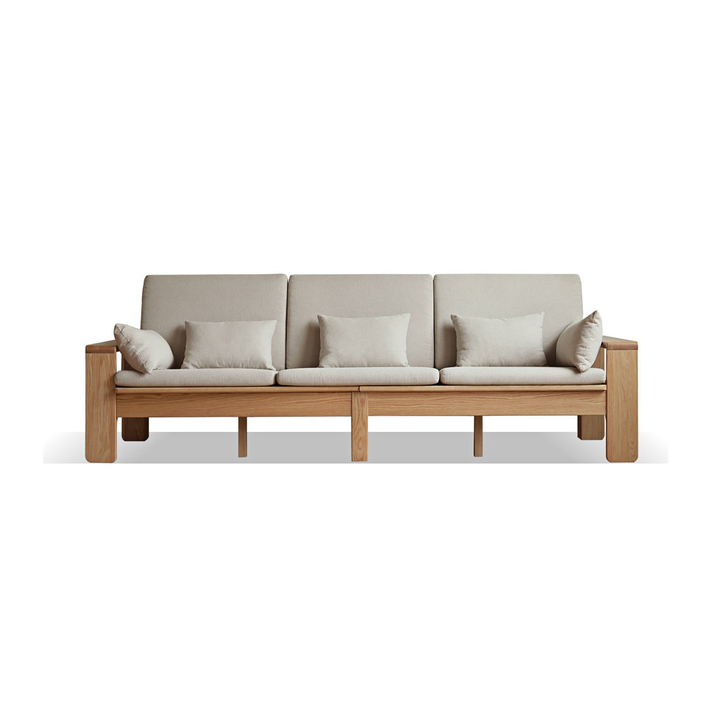Modern Minimalist Solid Wood Sofa – Nordic Style, 4-Season Dual Use, Removable Fabric, with Oak Frame and Mortise & Tenon Joinery