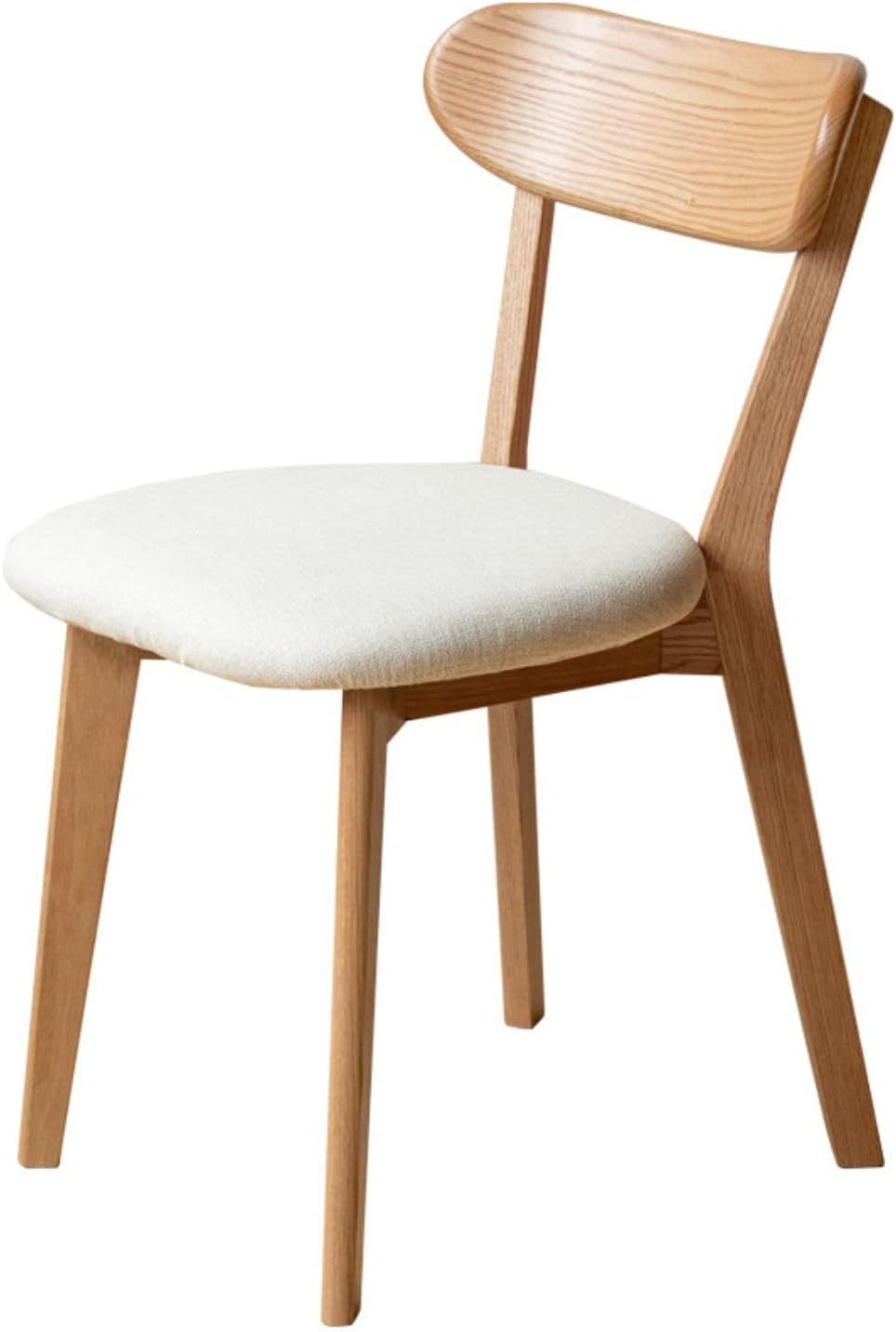 100%Oak Wood Upholstered Dining Chairs,  Oak Wood Kitchen Chairs with Wide Rounded Backrest