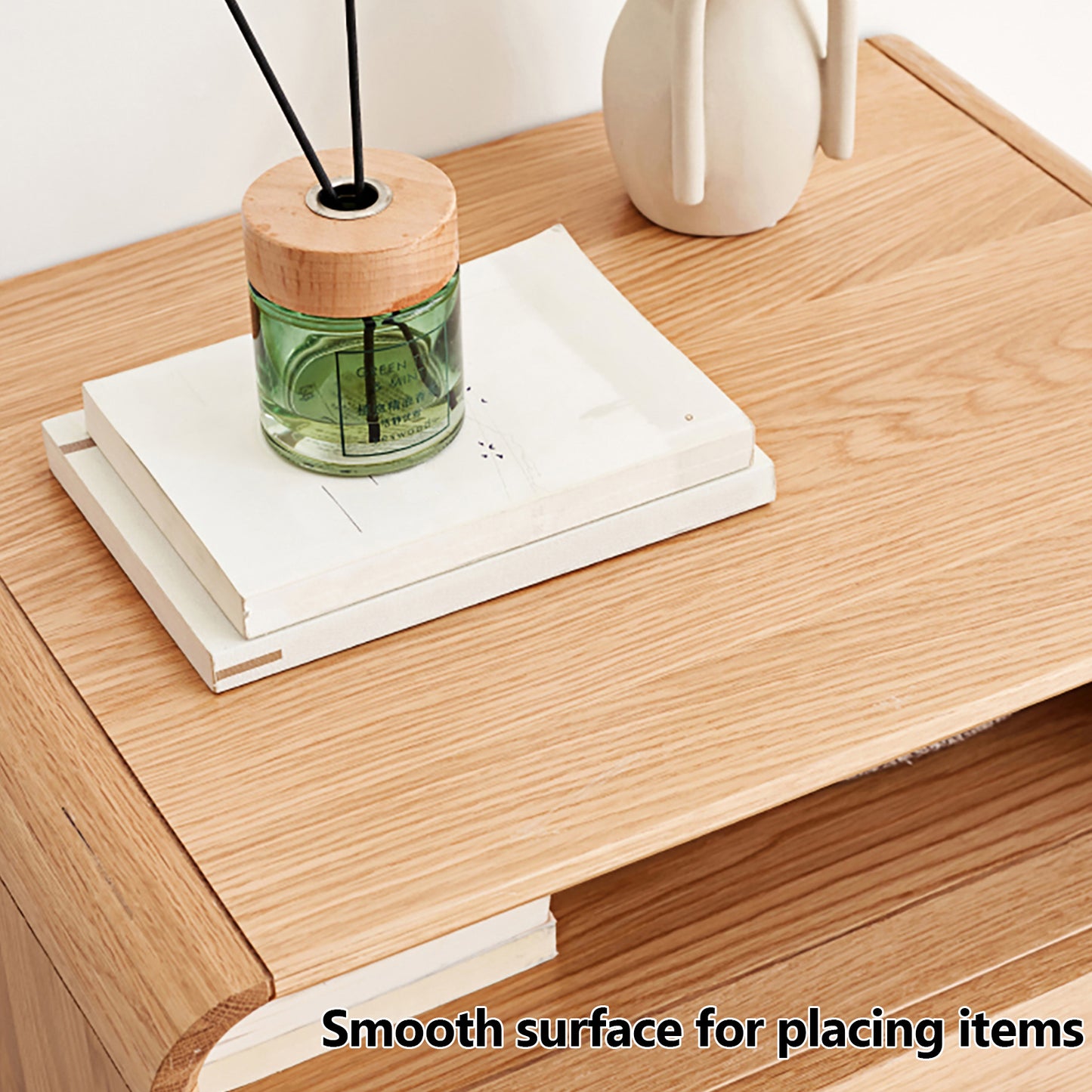 100% Wood Nightstand Bed Side Table with Drawers (Natural)