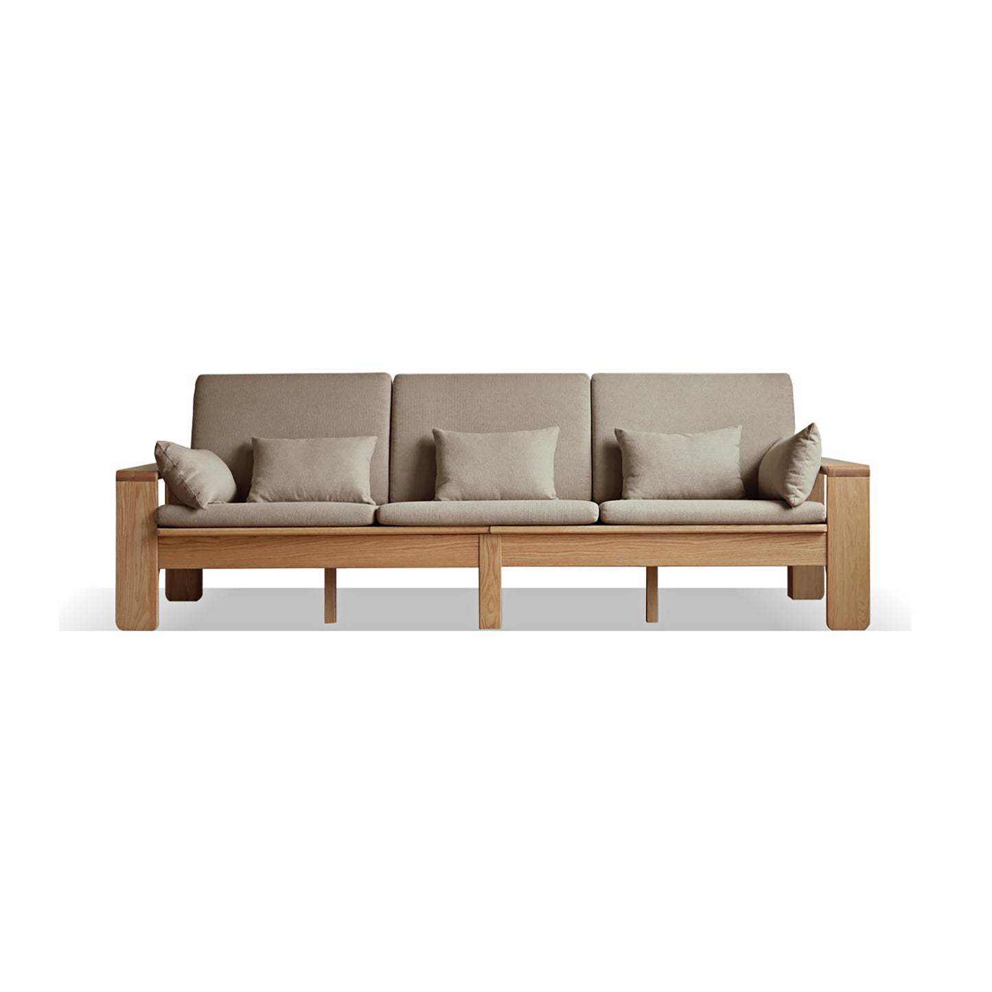 Modern Minimalist Solid Wood Sofa – Nordic Style, 4-Season Dual Use, Removable Fabric, with Oak Frame and Mortise & Tenon Joinery