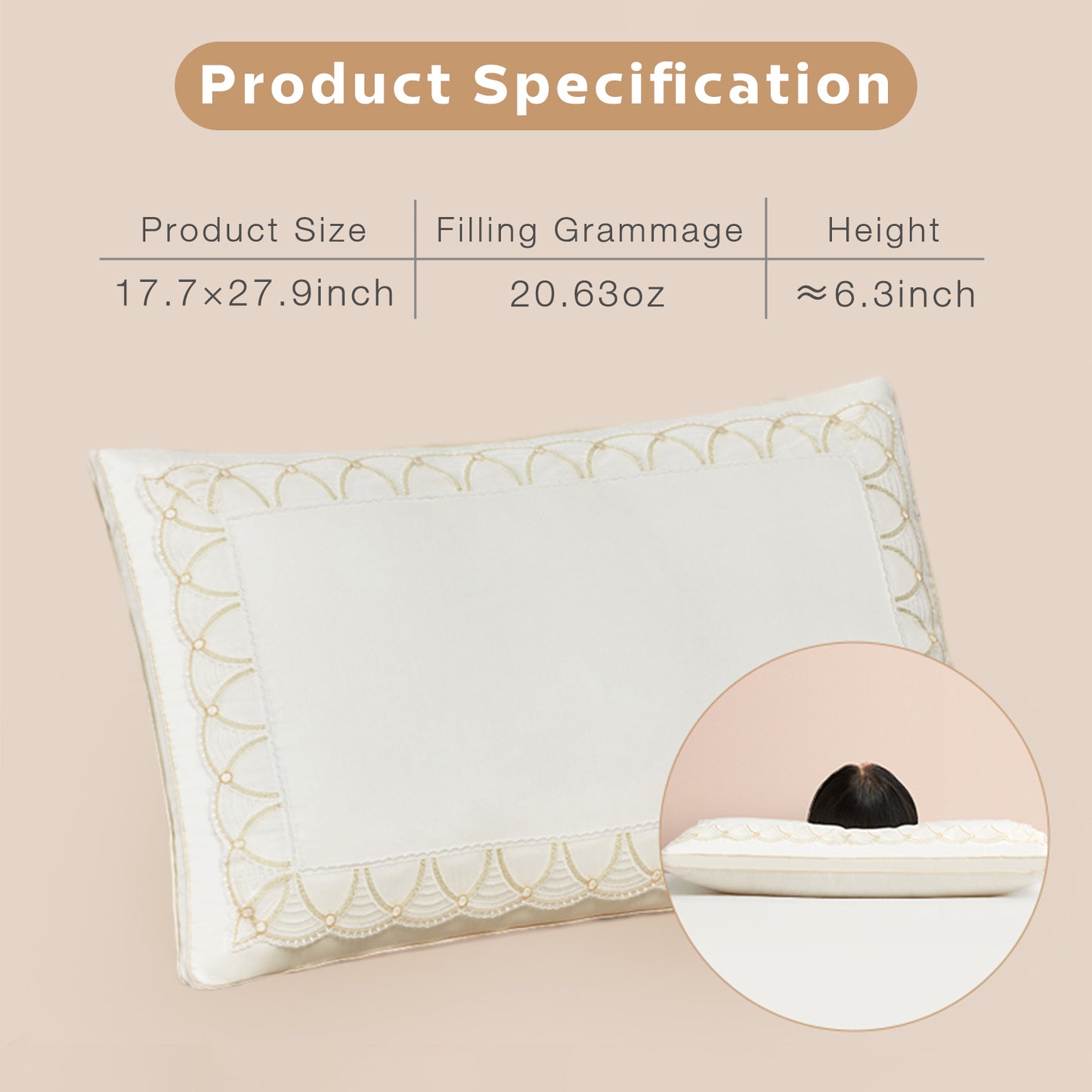 High-Quality Silk Pillow Insert for Single Use - Soft, Breathable, and Comfortable, 80S Cotton Satin Fabric with Double Layer Filling