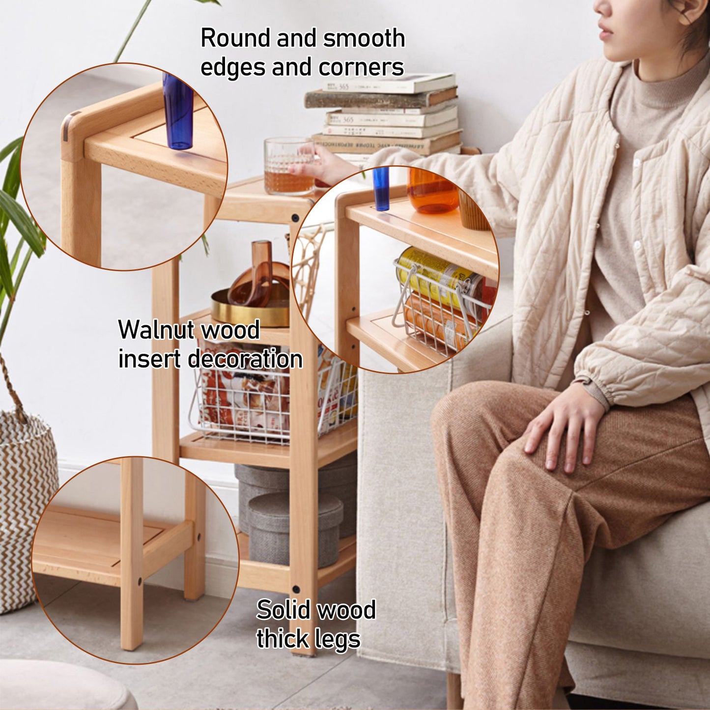 100% Solid Wood Shoe Rack 4-Tier, Closet Shoe Storage (Natural)
