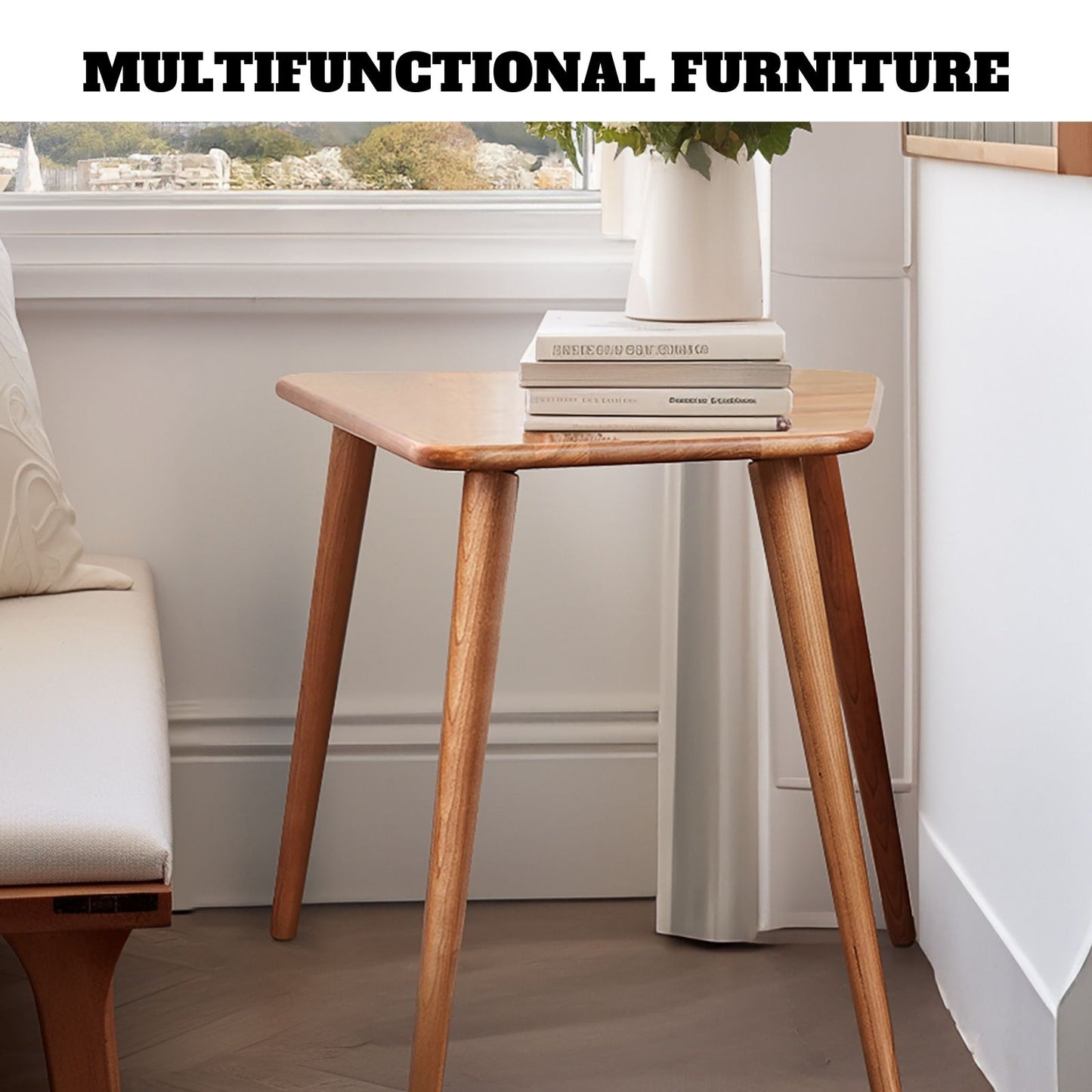 100% North American Cherry Solid Wood Side Table Natural Wood Color (22")