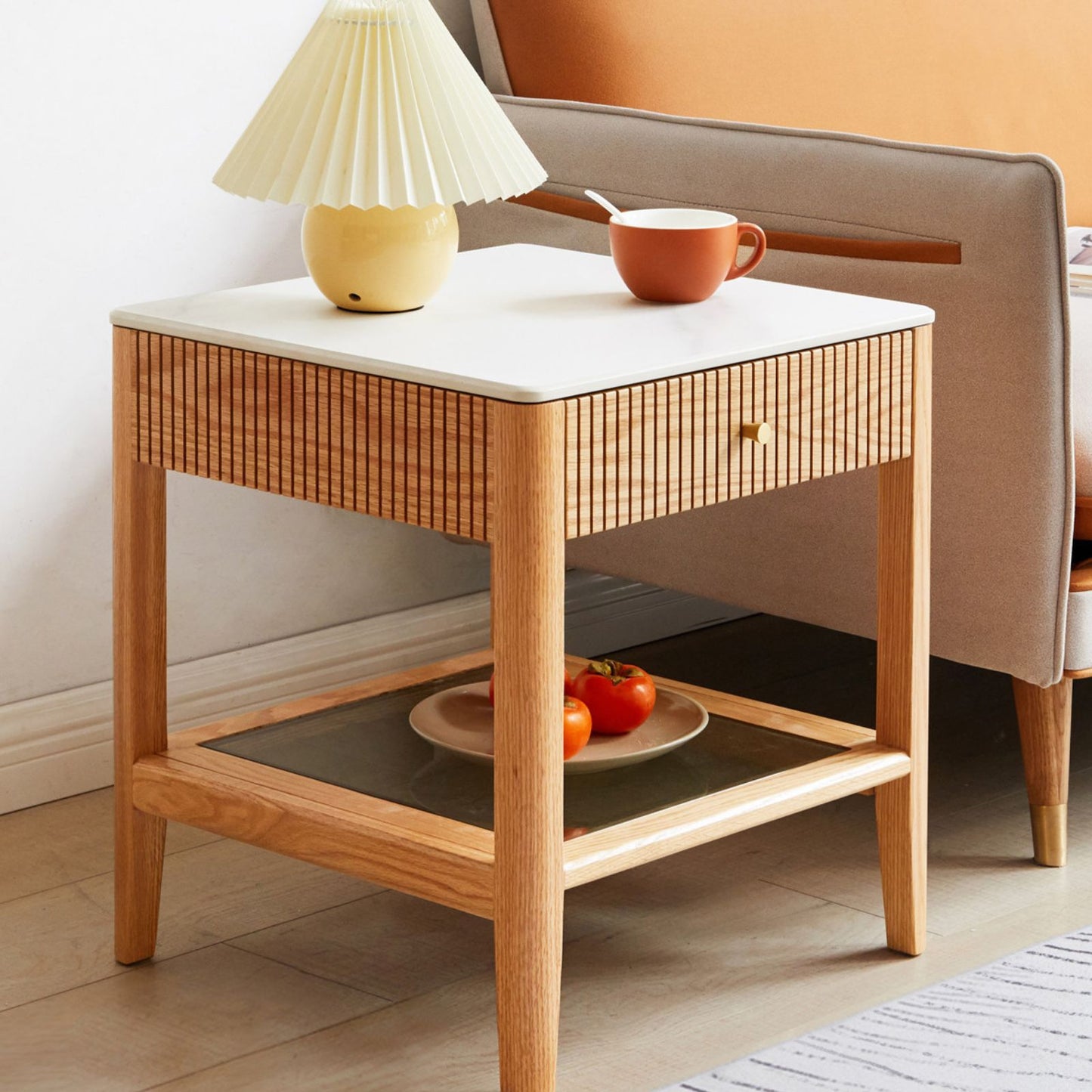 100% Solid Oak Modern Classic Side Table (Natural)