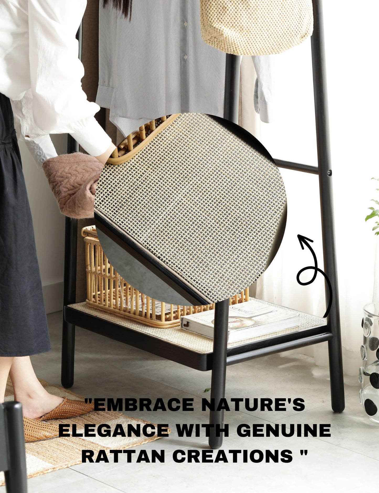 100% Solid Oak Clothes Rack (Black)