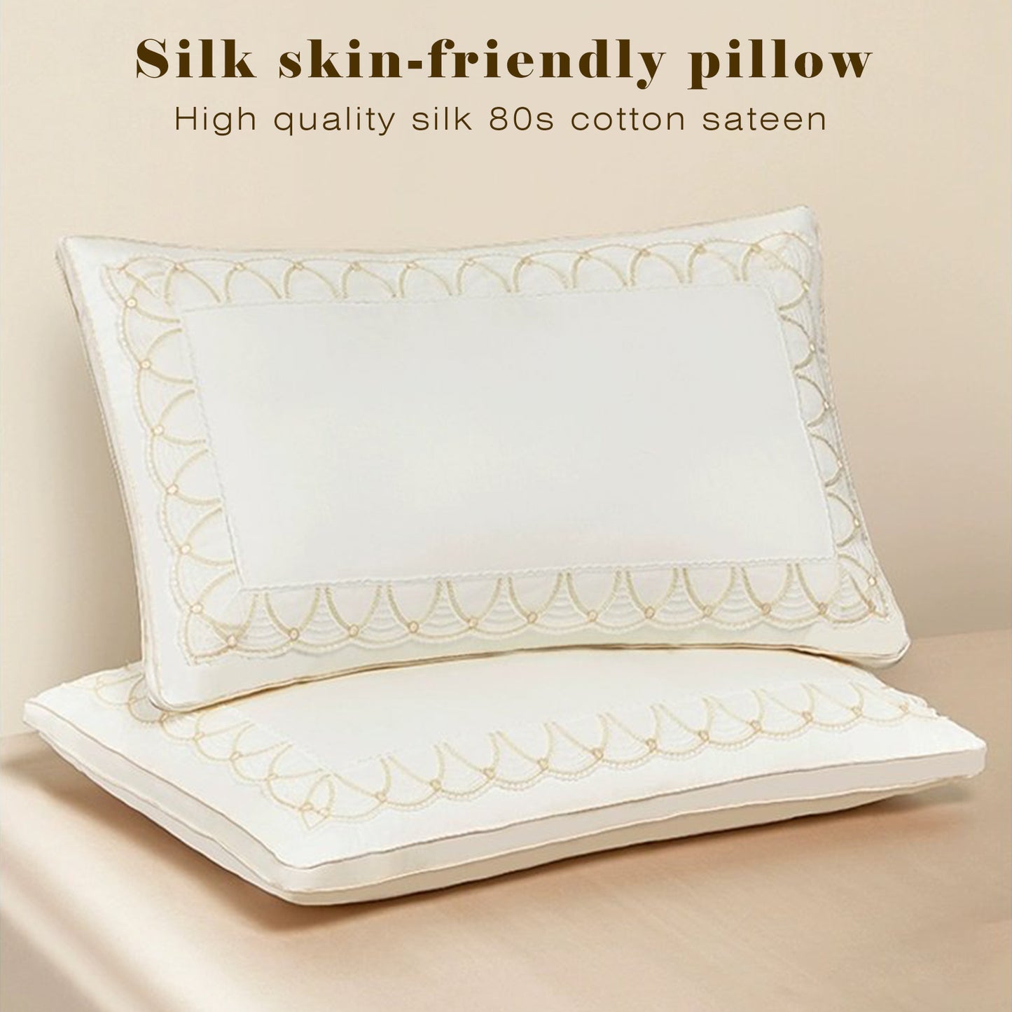 High-Quality Silk Pillow Insert for Single Use - Soft, Breathable, and Comfortable, 80S Cotton Satin Fabric with Double Layer Filling