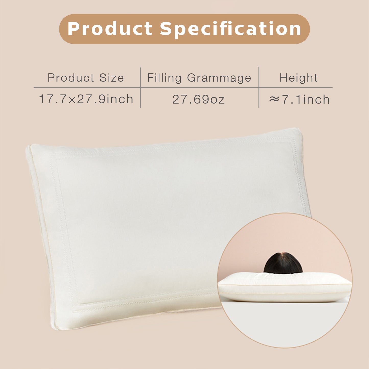 High-Quality Silk Pillow Insert for Single Use - Soft, Breathable, and Comfortable, 80S Cotton Satin Fabric with Double Layer Filling