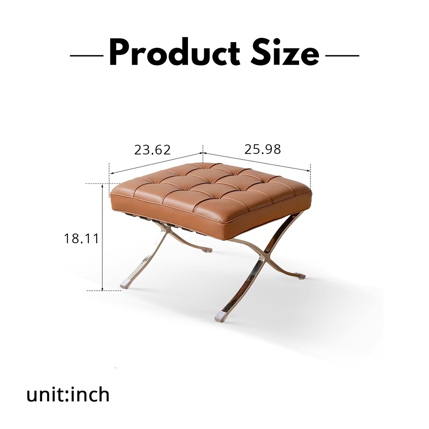 Barcelona-Style Leather Lounge Chair - Bauhaus-Inspired Design with Full-Grain Hide & Steel Frame