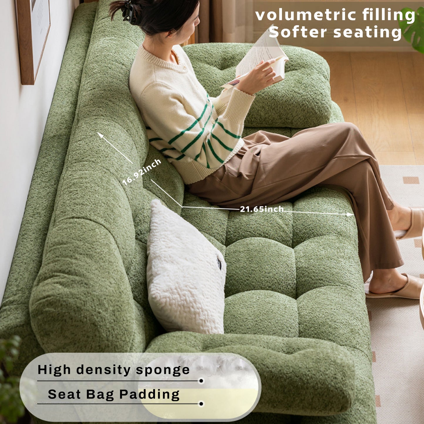 Convertible Fabric Sofa Bed - Space-Saving Foldable Design for Small Spaces