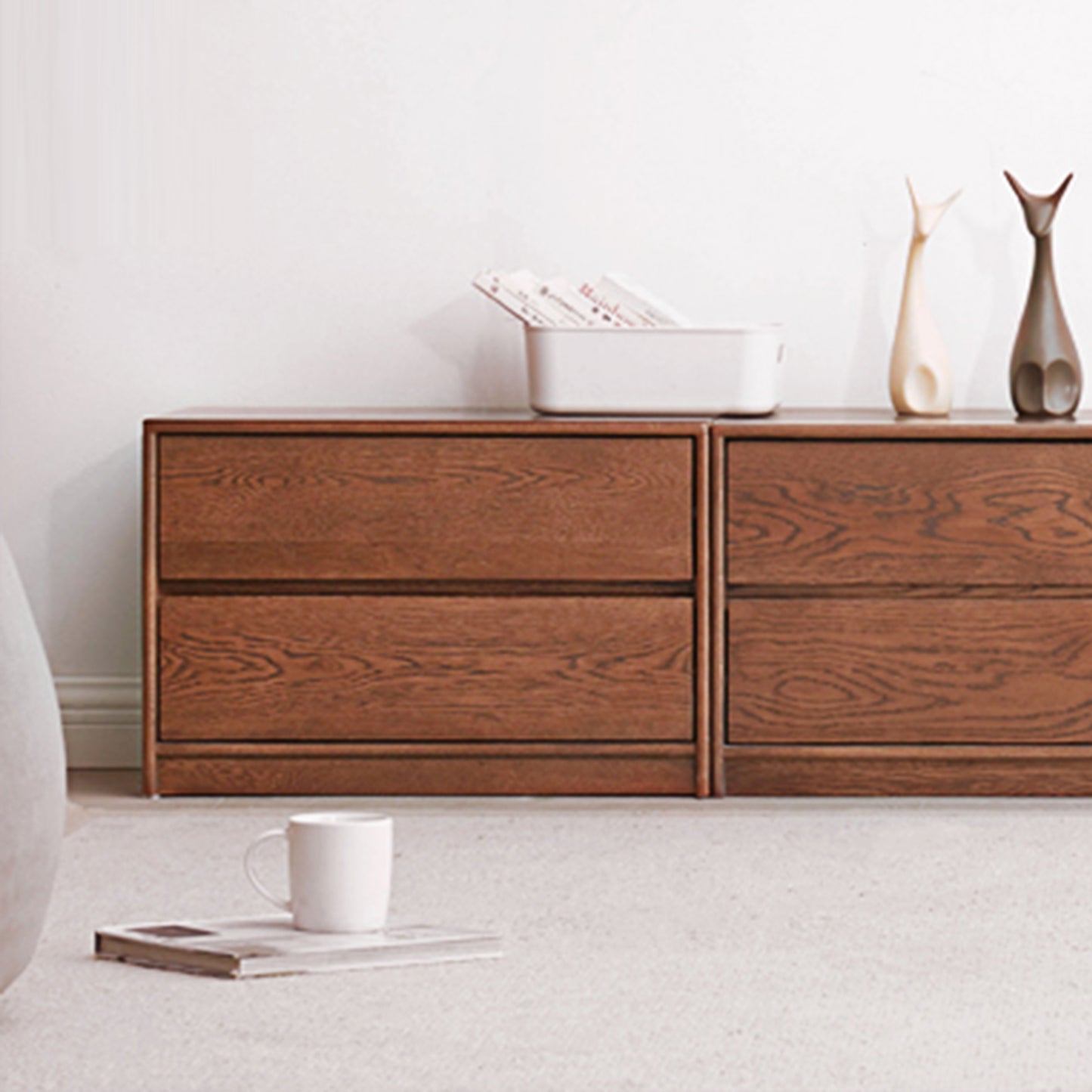 100% Solid Oak Wood Nightstand (Walnut)