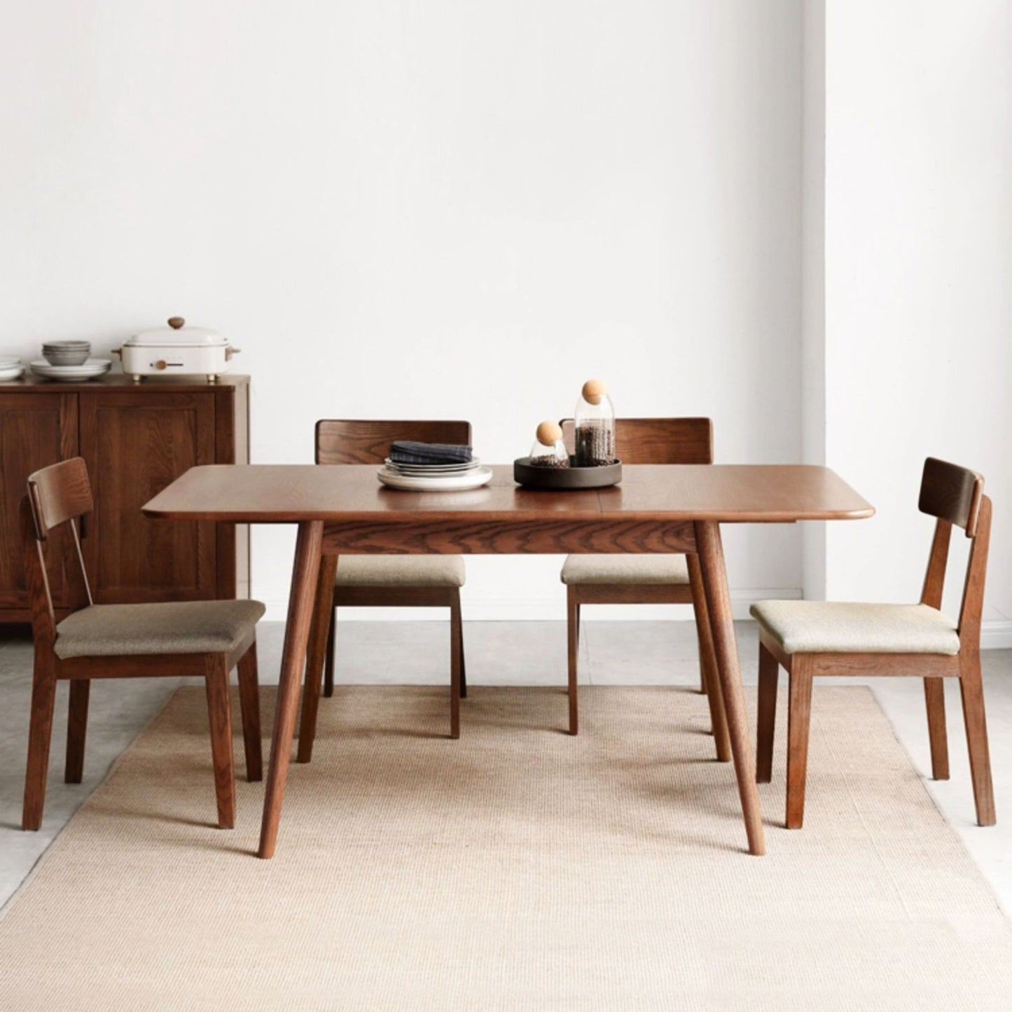 100% Solid Wood Dining Table Modern Folding Dining Table (Walnut)