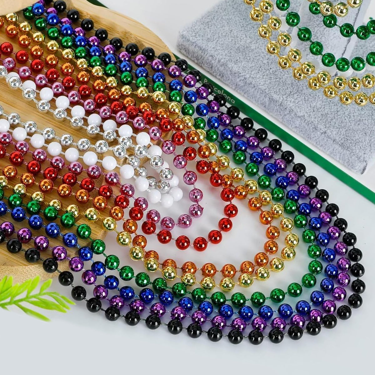 ifenjoy Mardi Gras Beads, 33" Bead Costume Bulk, Parade Throw Accessories for Independence Day Festival Parade Throw Accessories Birthday Celebrations Decor