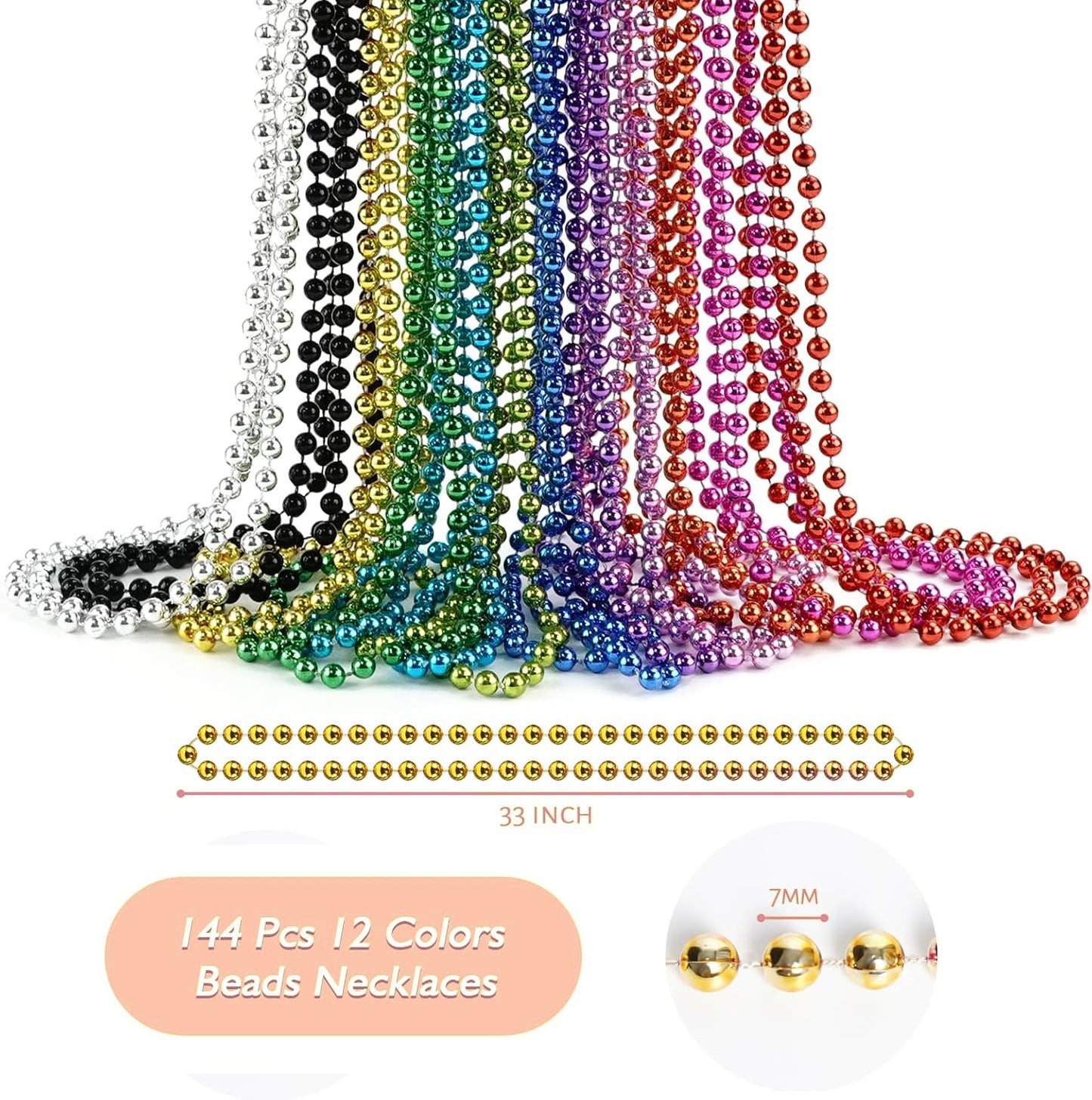 ifenjoy Mardi Gras Beads, 33" Bead Costume Bulk, Parade Throw Accessories for Independence Day Festival Parade Throw Accessories Birthday Celebrations Decor