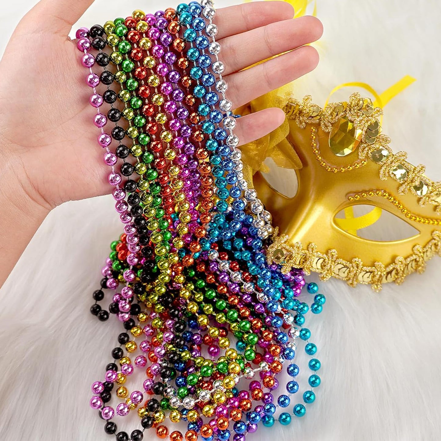 ifenjoy Mardi Gras Beads, 33" Bead Costume Bulk, Parade Throw Accessories for Independence Day Festival Parade Throw Accessories Birthday Celebrations Decor