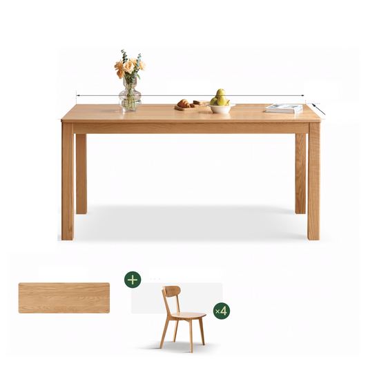 100% Solid Wood Simple Dining Table and Chairs Set (Natural)