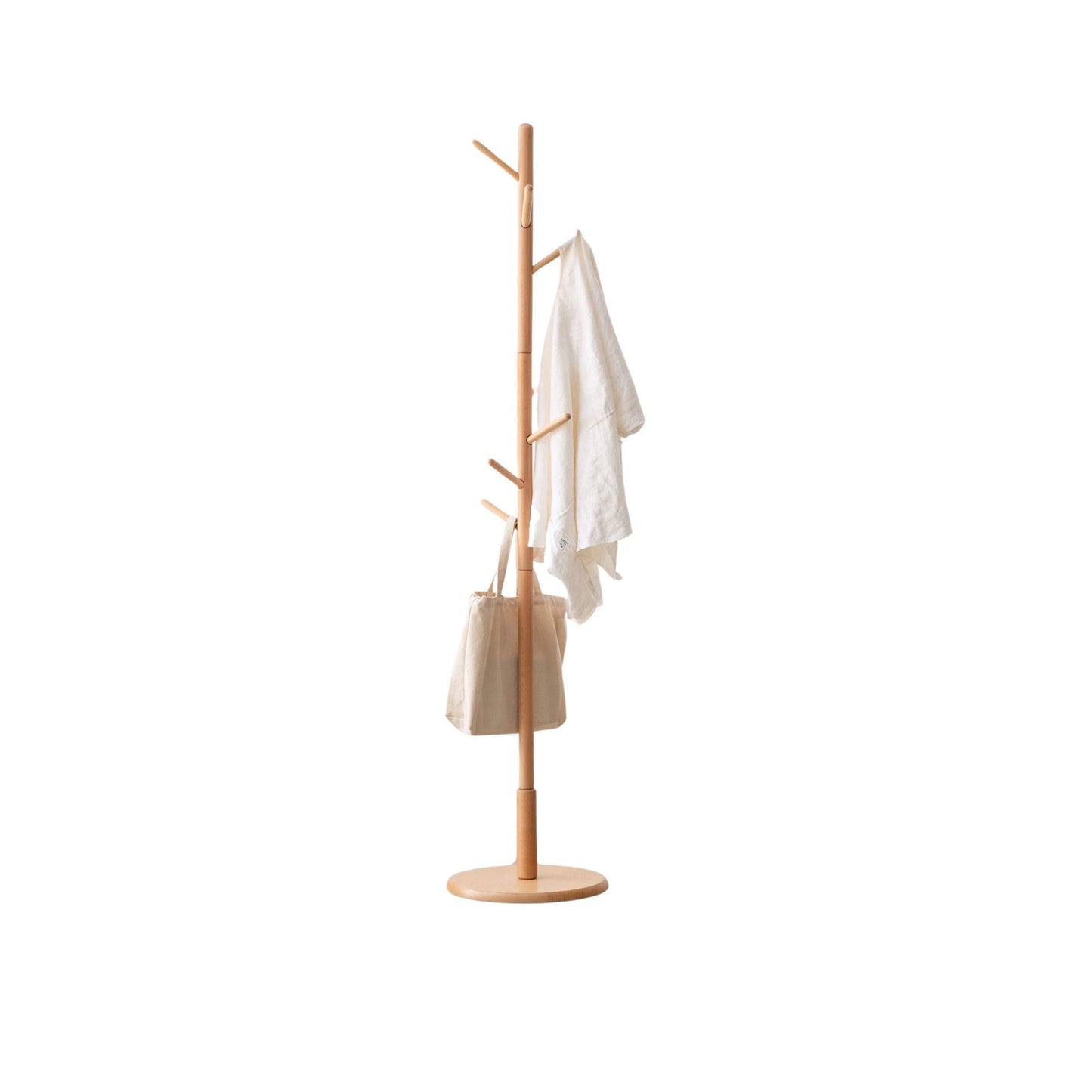 100% Solid Beech Wood Coat Rack Natural Wood Color (67"x15")